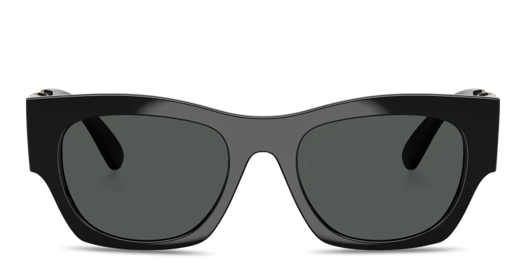 Shop VERSACE Medusa Biggie Pillow Sunglasses in Black online.