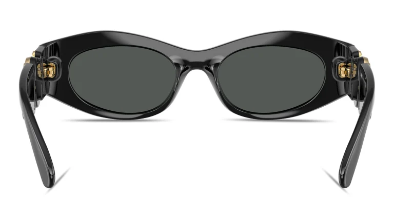 Shop VERSACE Medusa Biggie Oval Sunglasses in Black online.
