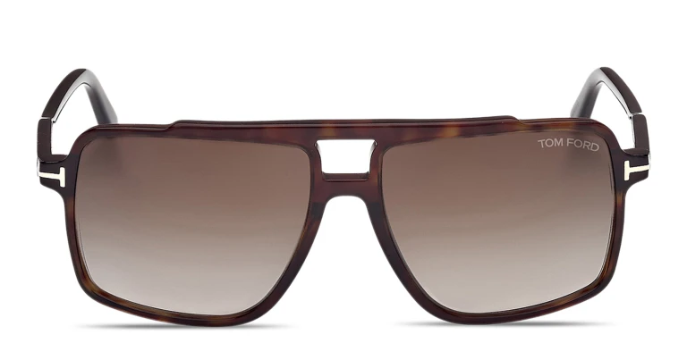 Shop TOM FORD Kemp Aviator Sunglasses in Havana online.
