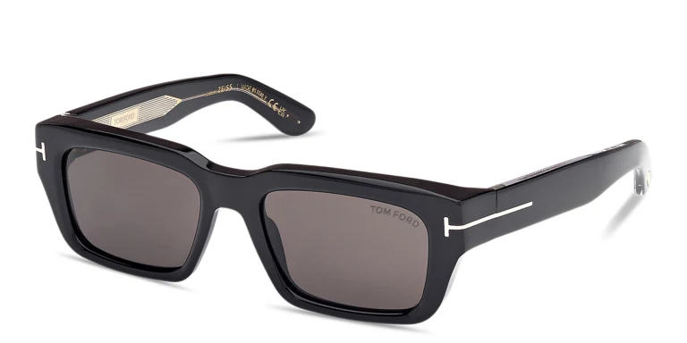Shop TOM FORD Icon Unisex Rectangle Sunglasses in Black online.
