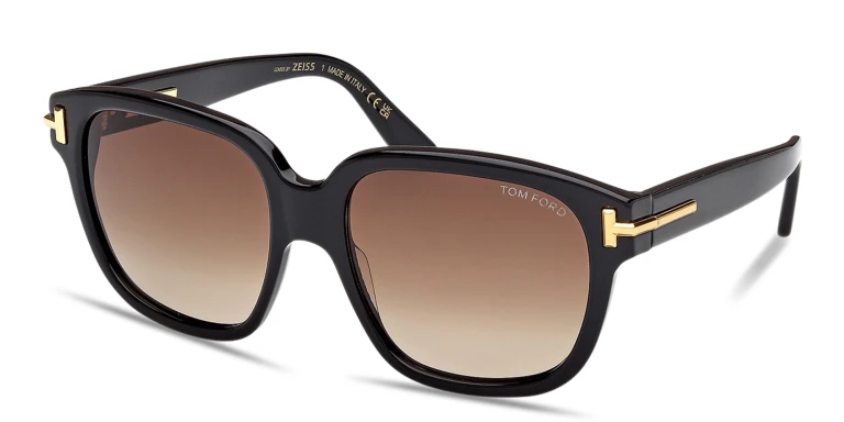Shop TOM FORD Icon Square Sunglasses in Black online.