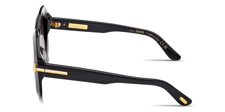Shop TOM FORD Icon Round Sunglasses in Black online.