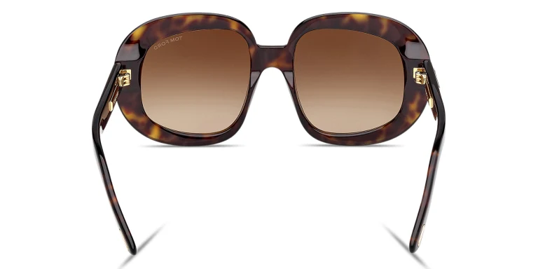 Shop TOM FORD Icon Round Sunglasses in Havana online.