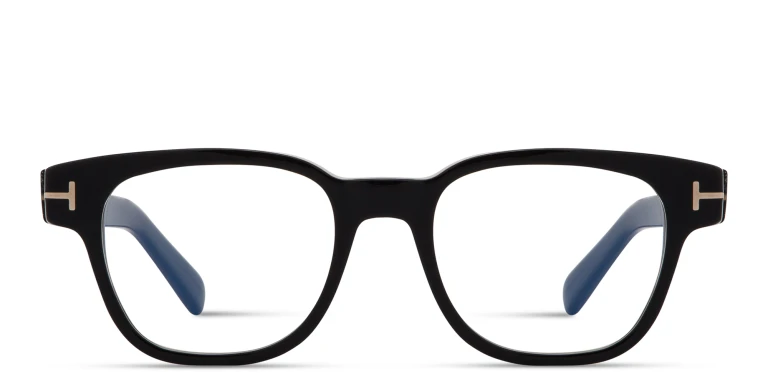 Shop TOM FORD T Logo Square Eyeglasses in Black online.