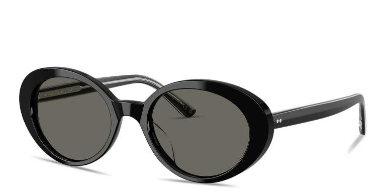 Shop OLIVER PEOPLES Lumar Oval Sunglasses in Black online.