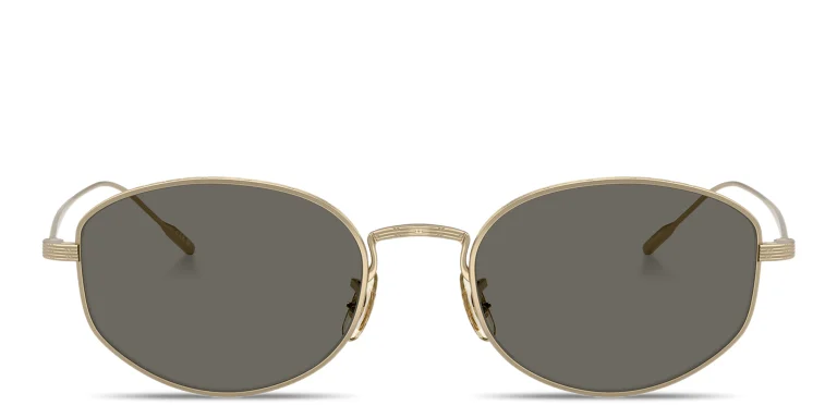 Shop OLIVER PEOPLES Estra Unisex Oval Sunglasses in Gold online.