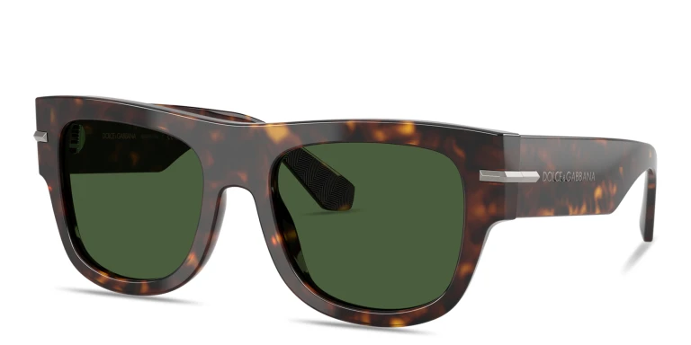 Shop Dolce & Gabbana Logo Signature Square Sunglasses in Havana online.
