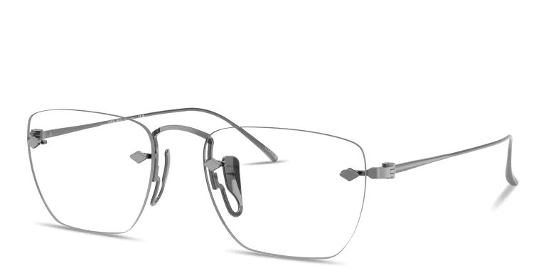 Shop GIORGIO ARMANI Armani Code Rimless Pillow Eyeglasses in Gunmetal online.