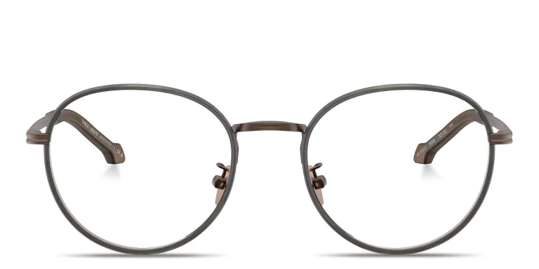 Shop GIORGIO ARMANI Logo Signature Panthos Eyeglasses in Brown online.