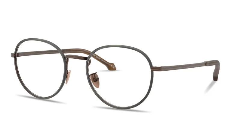 Shop GIORGIO ARMANI Logo Signature Panthos Eyeglasses in Brown online.