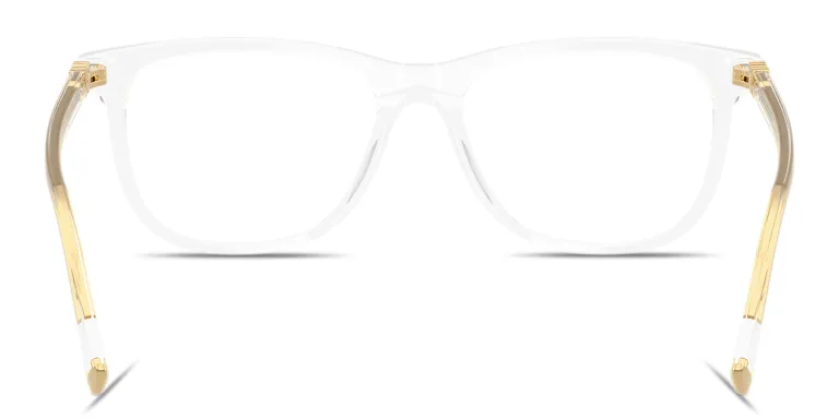 Shop MIU MIU Vertical Logo Pillow Eyeglasses in Clear online.