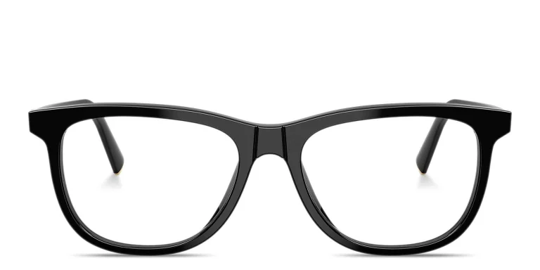 Shop MIU MIU Vertical Logo Pillow Eyeglasses in Black online.