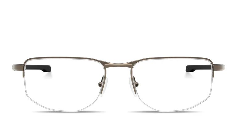 Shop Oakley Addams 0.5 Half-Rim Rectangle Eyeglasses in Grey online.