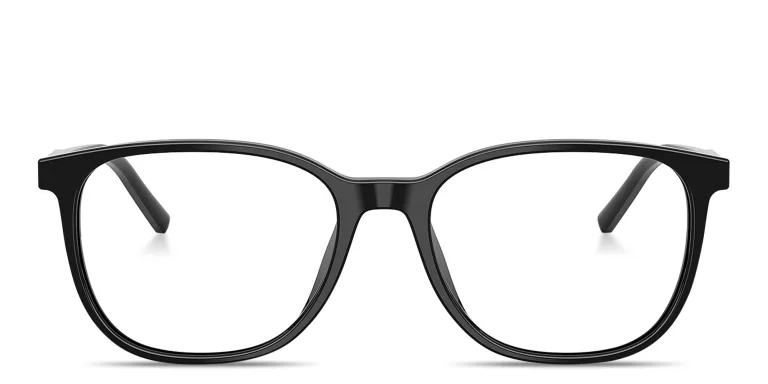 Shop Dolce & Gabbana Logo Lettering Square Eyeglasses in Black online.