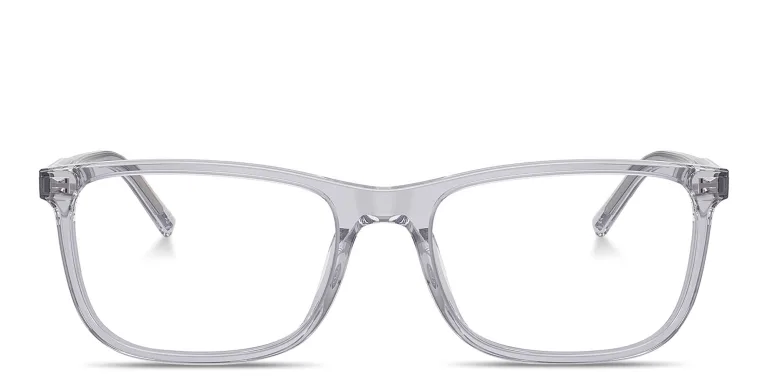 Shop Dolce & Gabbana Logo Print Wide Rectangle Eyeglasses in Grey online.