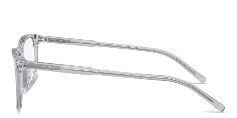 Shop Dolce & Gabbana Logo Print Wide Rectangle Eyeglasses in Grey online.