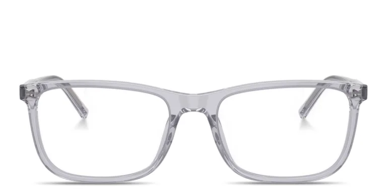 Shop Dolce & Gabbana Logo Print Rectangle Eyeglasses in Grey online.