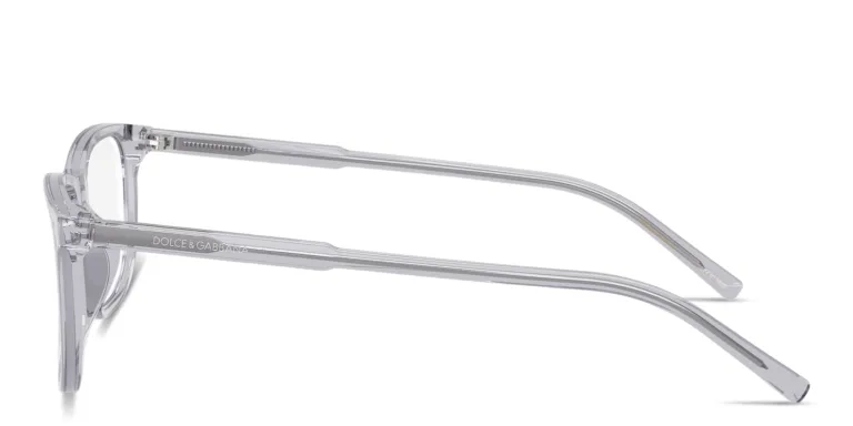 Shop Dolce & Gabbana Logo Print Rectangle Eyeglasses in Grey online.