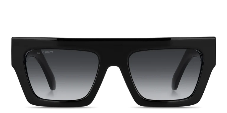 Shop ETRO Pegasus Unisex Rectangle Sunglasses in Black online.