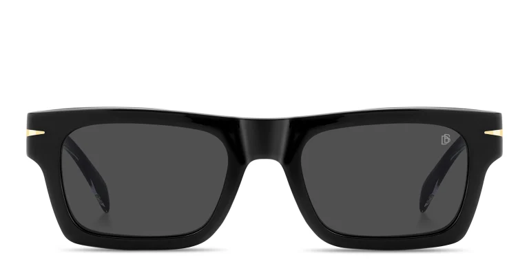 Shop DAVID BECKHAM Clip-On Rectangle Eyeglasses in Black online.