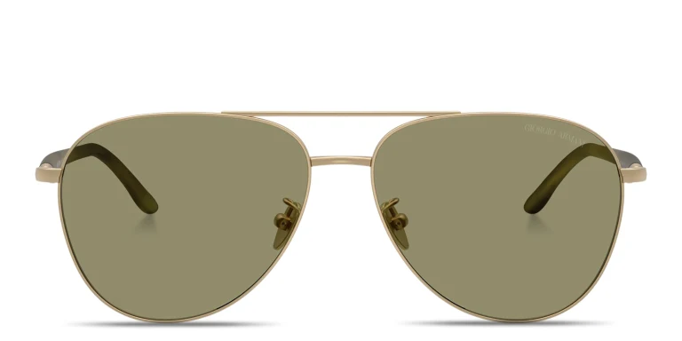 Shop GIORGIO ARMANI Logo Signature Pilot Sunglasses in Gold online.