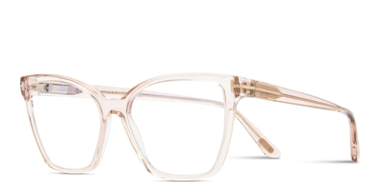 Shop TOM FORD T Logo Butterfly Eyeglasses in Pink online.