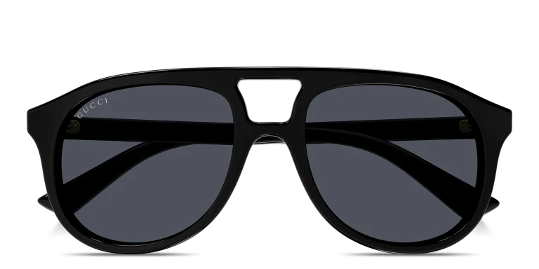 Shop GUCCI Lettering Pilot Sunglasses in Black online.