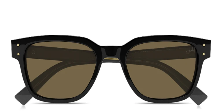 Shop Dunhill Rivets Rectangle Sunglasses in Black online.