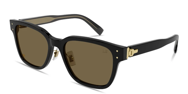 Shop Dunhill Rivets Rectangle Sunglasses in Black online.