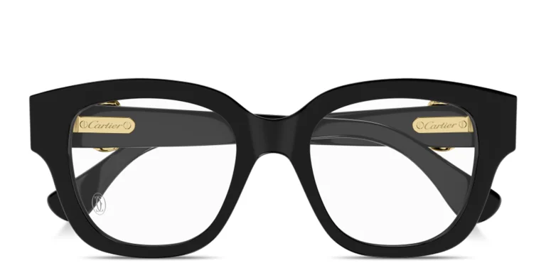 Shop Cartier Panthère de Cartier Square Eyeglasses in Black online.