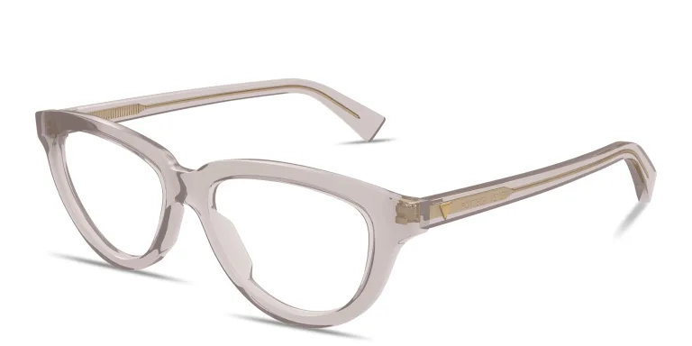 Shop BOTTEGA VENETA Triangle Stud Cat-Eye Eyeglasses in Brown online.