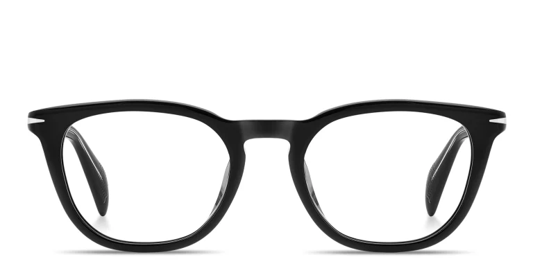 Shop DAVID BECKHAM Talisman Rectangle Eyeglasses in Black online.