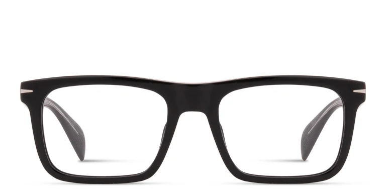 Shop DAVID BECKHAM Talisman Rectangle Eyeglasses in Black online.
