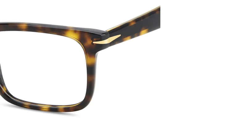 Shop DAVID BECKHAM Talisman Wide Rectangle Eyeglasses in Havana online.