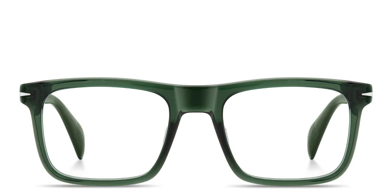 Shop DAVID BECKHAM Talisman Wide Rectangle Eyeglasses in Grey online.