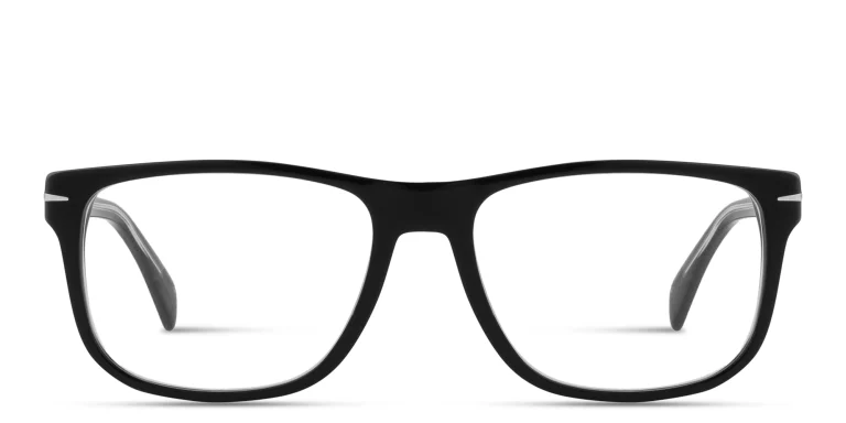 Shop DAVID BECKHAM Clip-On Wide Rectangle Eyeglasses in Black online.
