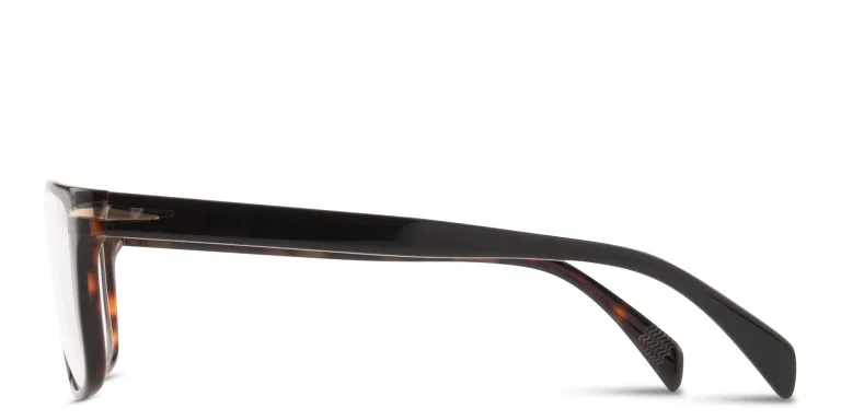 Shop DAVID BECKHAM Clip-On Wide Rectangle Eyeglasses in Havana online.
