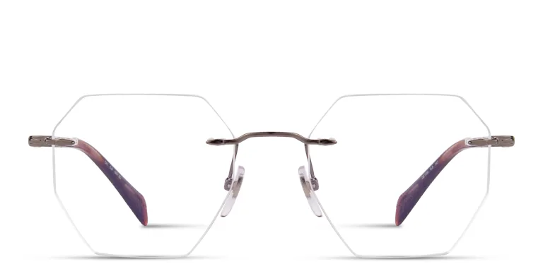Shop DAVID BECKHAM Talisman Rimless Irregular Eyeglasses in Silver online.