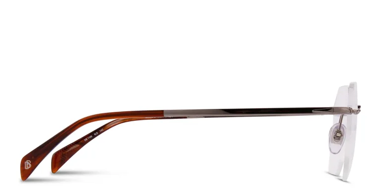Shop DAVID BECKHAM Talisman Rimless Irregular Eyeglasses in Silver online.