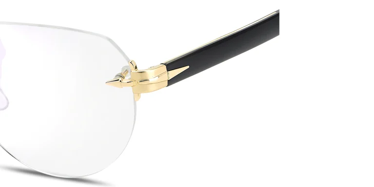 Shop DAVID BECKHAM Talisman Rimless Pilot Eyeglasses in Gold online.