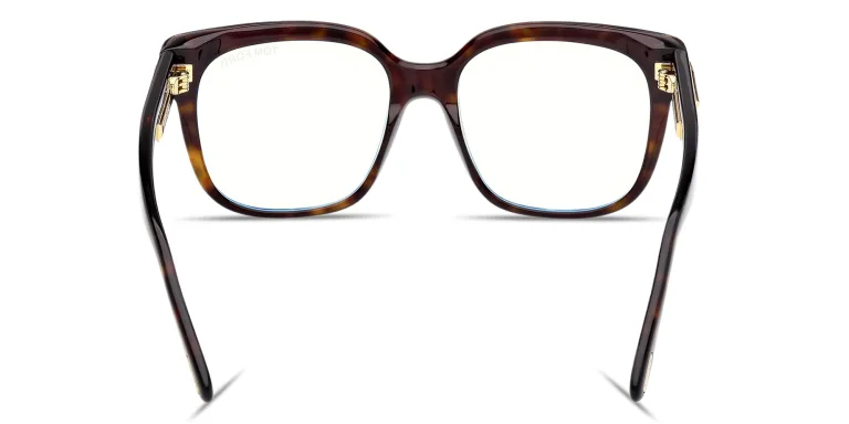 Shop TOM FORD T Logo Square Eyeglasses in Havana online.