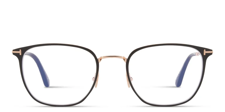 Shop TOM FORD T Logo Square Eyeglasses in Black online.