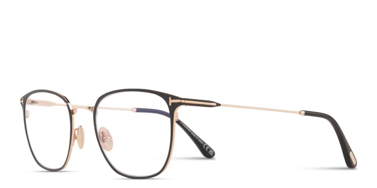 Shop TOM FORD T Logo Square Eyeglasses in Black online.