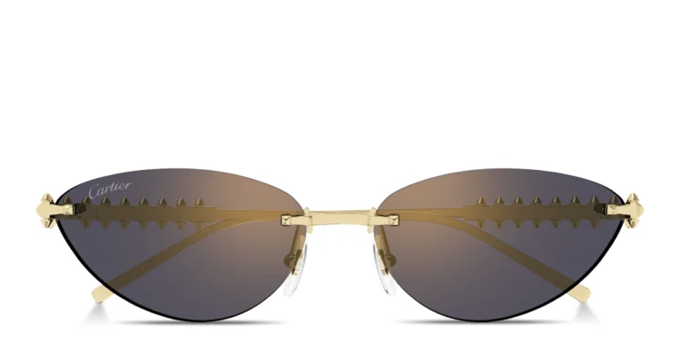 Shop Cartier Clash de Cartier Rimless Cat-Eye Sunglasses in Gold online.