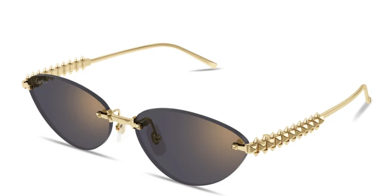 Shop Cartier Clash de Cartier Rimless Cat-Eye Sunglasses in Gold online.