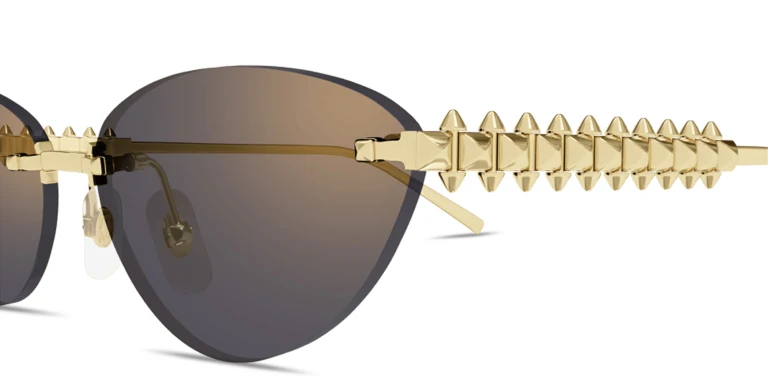 Shop Cartier Clash de Cartier Rimless Cat-Eye Sunglasses in Gold online.