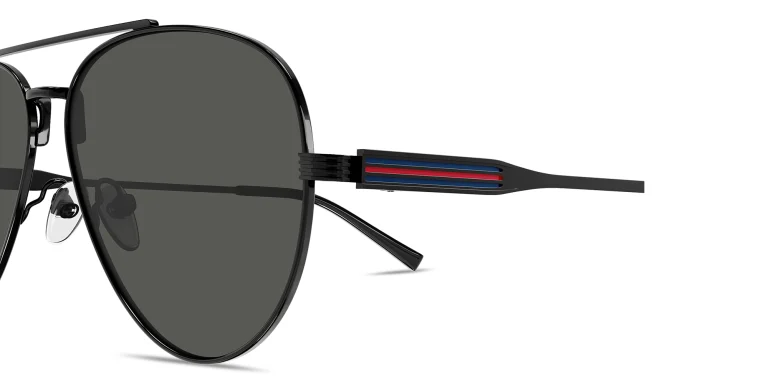Shop GUCCI Web Pilot Sunglasses in Black online.