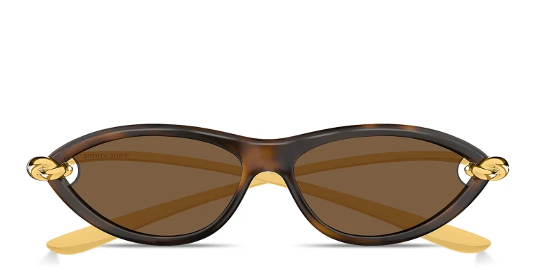 Shop BOTTEGA VENETA Knot Cat-Eye Sunglasses in Havana online.