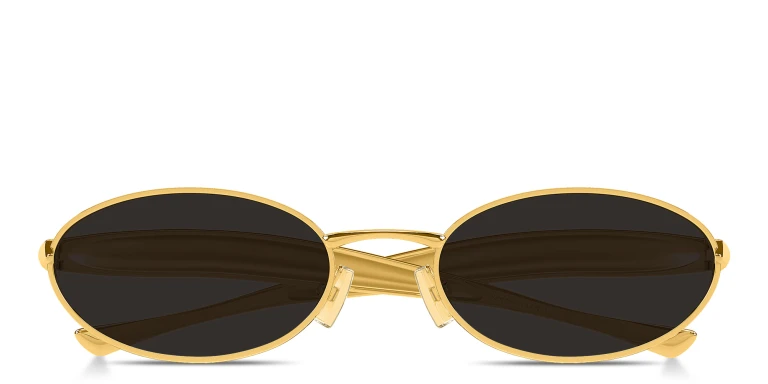 Shop BOTTEGA VENETA Sardine Unisex Oval Sunglasses in Gold online.