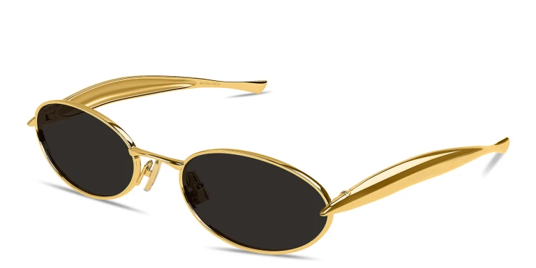 Shop BOTTEGA VENETA Sardine Unisex Oval Sunglasses in Gold online.